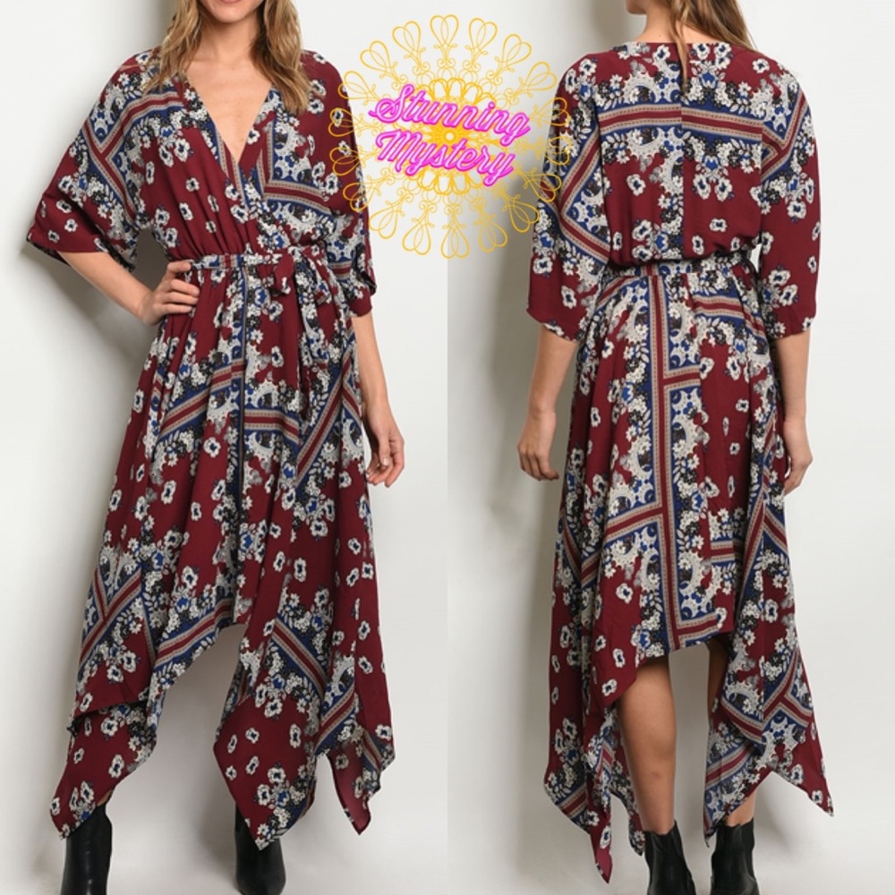 💕 Floral Uneven Hem Maxi Dress